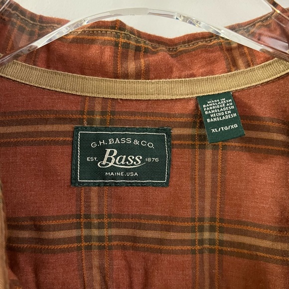 Bass Burnt Orange Plaid Flannel Button Down Shirt - Picture 5 of 10